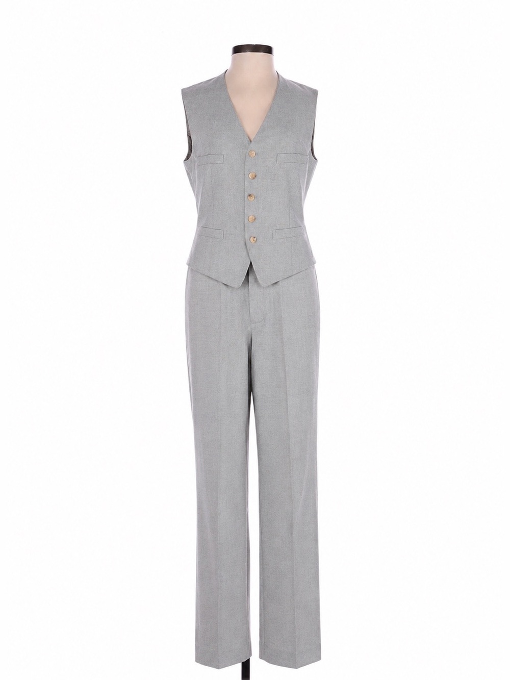 Ralph Lauren Collection Purple Label Wool Jumpsuit Tuxedo Vest Pants Suit Gray 0 - Picture 2 of 5